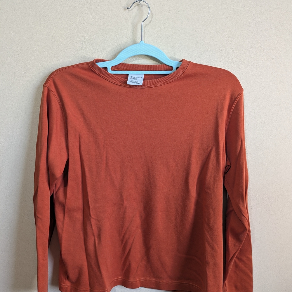Westbound Petites Women's Size PM Terracotta Long Sleeve Top 100% Cotton